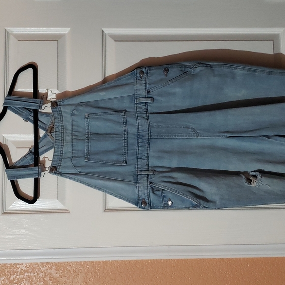 Denim - Denim distress overalls pants